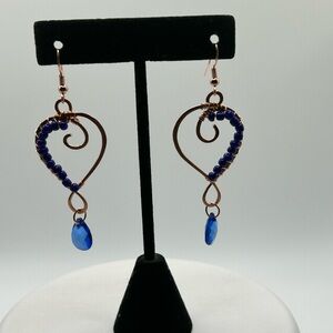 Elegant Blue Heart Earrings